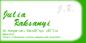 julia raksanyi business card